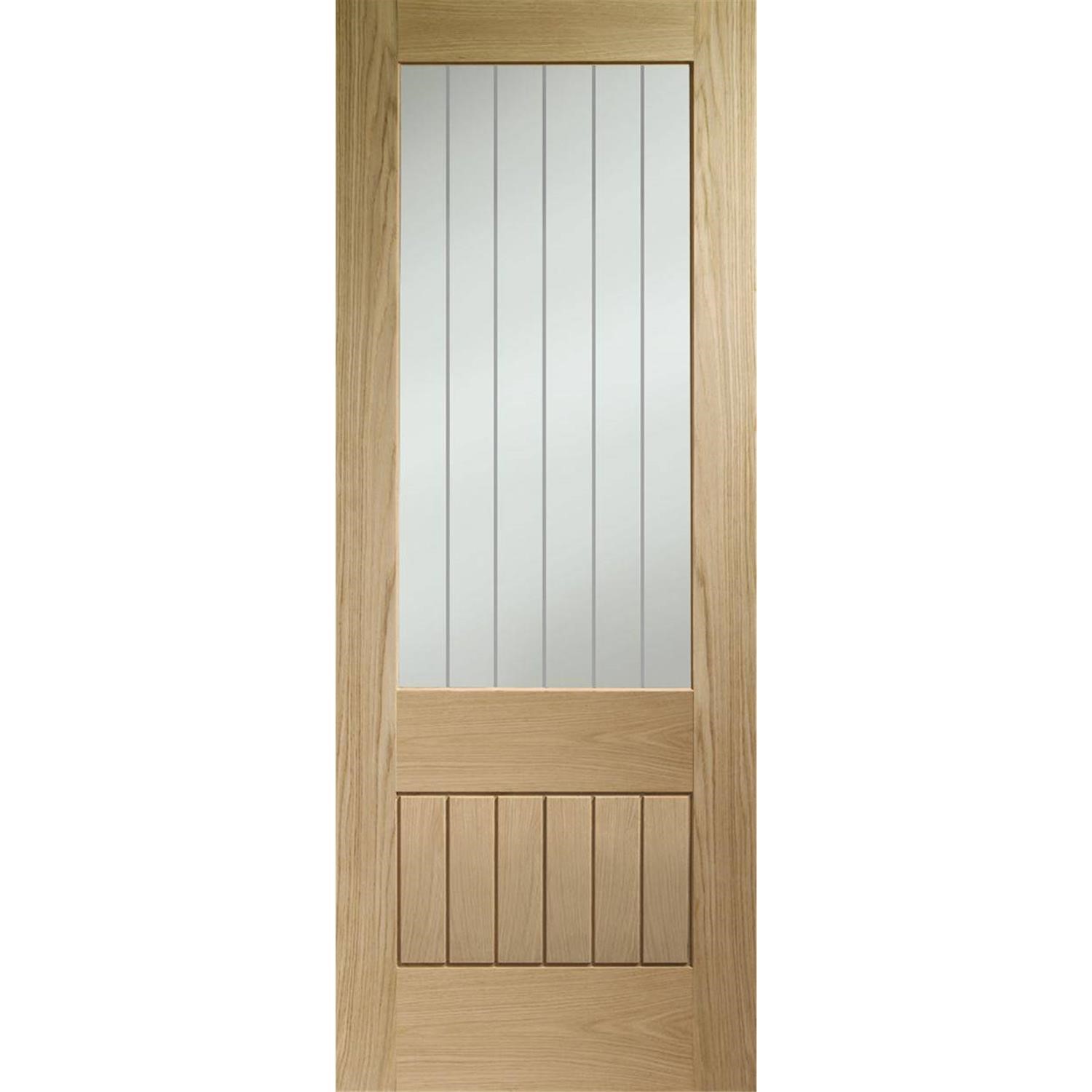 Xl Joinery Brown Internal Oak Half-Glazed Cottage Door With Clear Etched Glass - Pre-Finished - 1981 X 610 X 35Mm - Suffolk Essential - X
