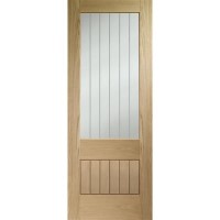 Suffolk Essential 2XG Pre-Finished Internal Oak Door with Clear Etched Glass - 1981 x 762 x 35 mm, Pre-Finished