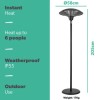 electriQ Mushroom Style Electric Infrared Patio Heater - 2.1kW with 3 Heat Settings in Black