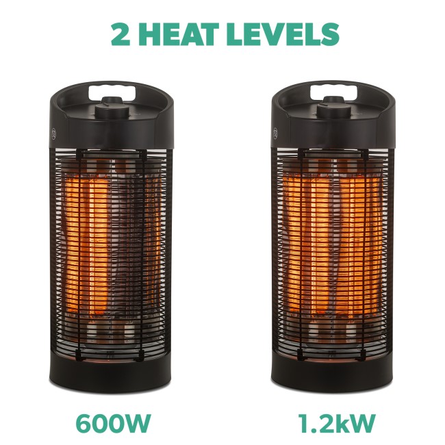 electriQ Table Top Electric Patio Heater - 1.2kW with Oscillating Settings