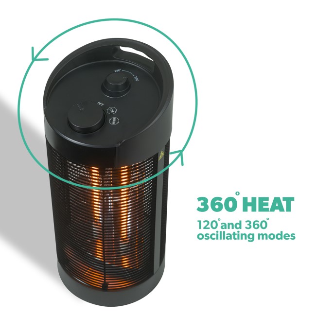 electriQ Table Top Electric Patio Heater - 1.2kW with Oscillating Settings