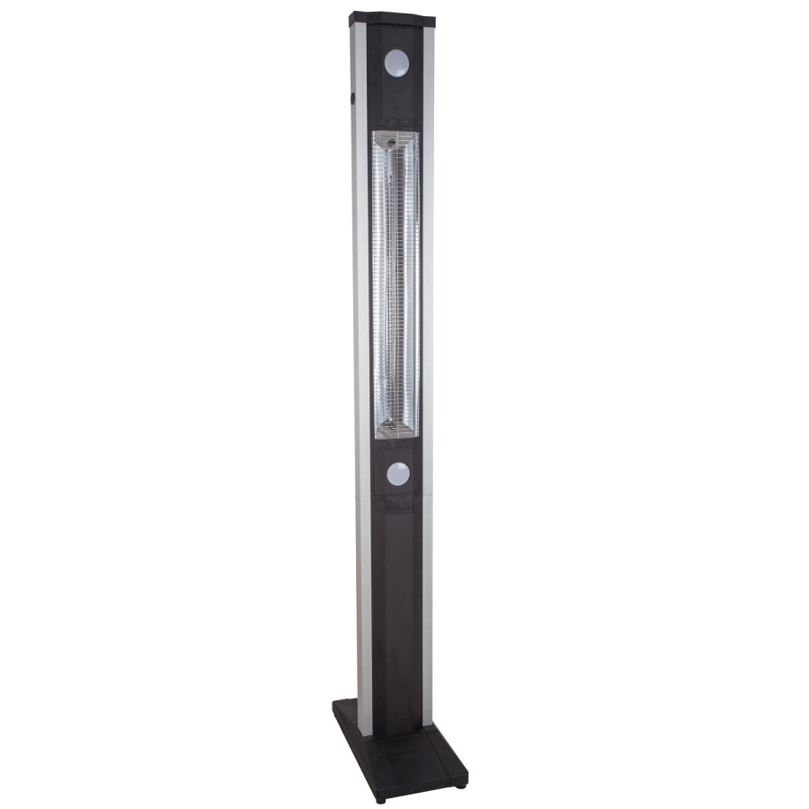 electriQ Freestanding Electric Patio Heater - 1.8kW with 5 Heat Settings Remote and Light