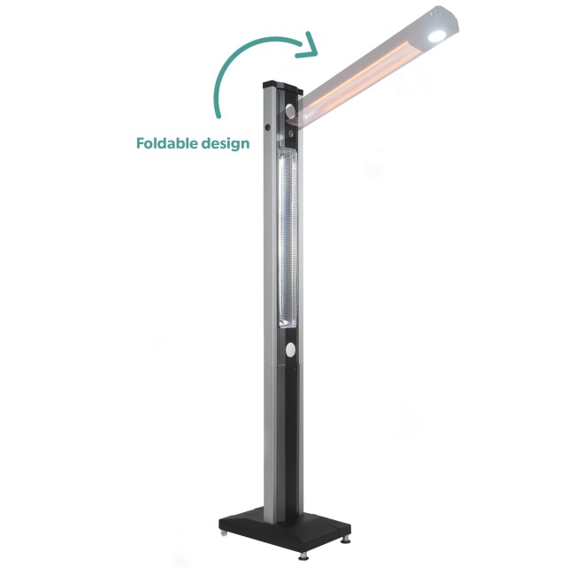 electriQ Freestanding Electric Patio Heater - 1.8kW with 5 Heat Settings Remote and Light