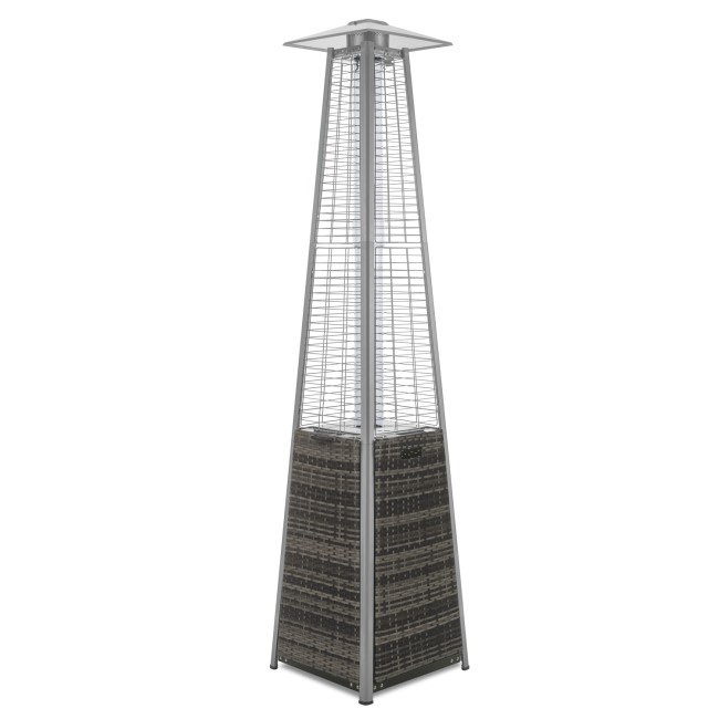 electriQ Pyramid Flame Tower Outdoor Gas Patio Heater - Grey Rattan