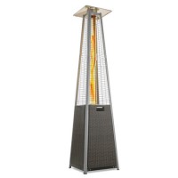 electriQ Pyramid Flame Tower Outdoor Gas Patio Heater - Brown Rattan electriQ Pyramid Flame Tower Outdoor Gas Patio Heater - Brown Rattan