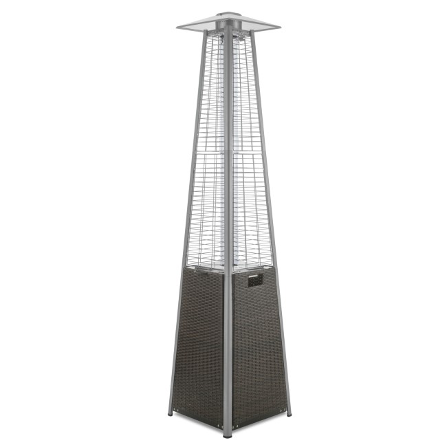 electriQ Pyramid Flame Tower Outdoor Gas Patio Heater - Brown Rattan