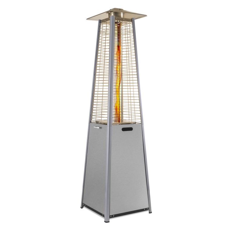 electriQ Pyramid Flame Tower Outdoor Gas Patio Heater - Stainless Steel