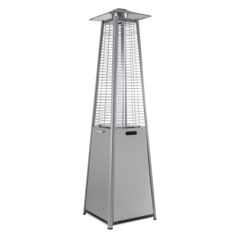 electriQ Pyramid Flame Tower Outdoor Gas Patio Heater - Stainless Steel