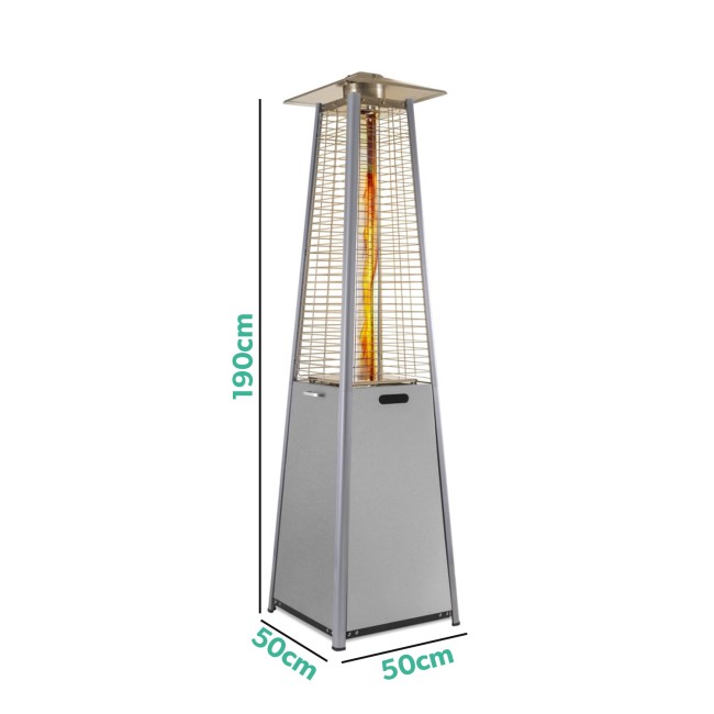 electriQ Pyramid Flame Tower Outdoor Gas Patio Heater - Stainless Steel