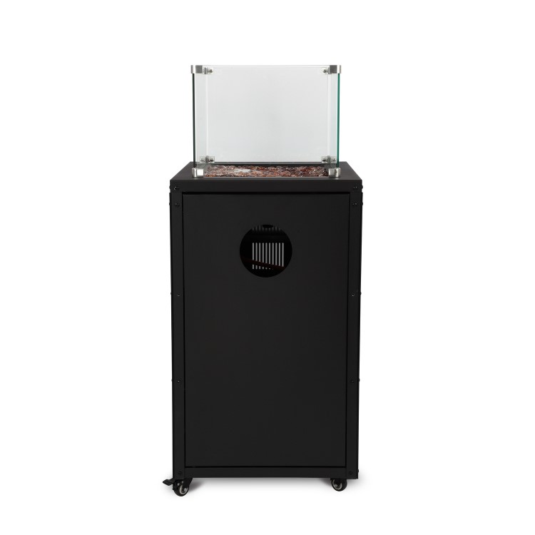 electriQ Glass Flame Gas Patio Heater With Glass Stones - Black