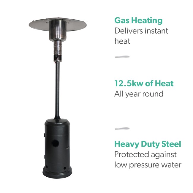 electriQ Mushroom Outdoor Gas Patio Heater - Black