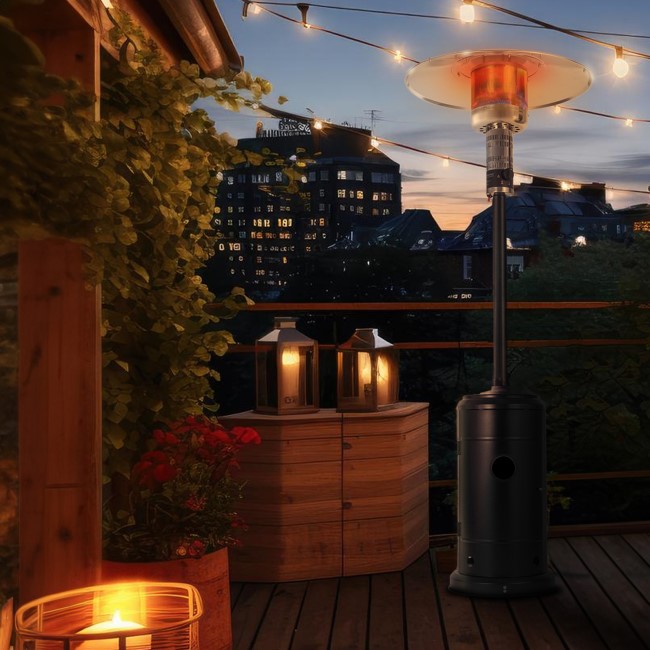 electriQ Mushroom Outdoor Gas Patio Heater - Black