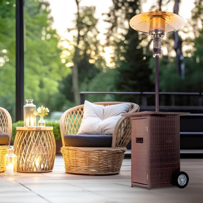 electriQ Mushroom Outdoor Gas Patio Heater - Brown Rattan