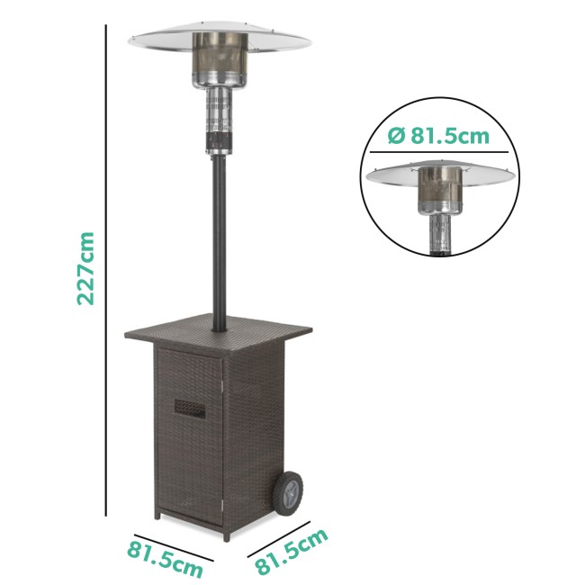 electriQ Mushroom Outdoor Gas Patio Heater - Brown Rattan