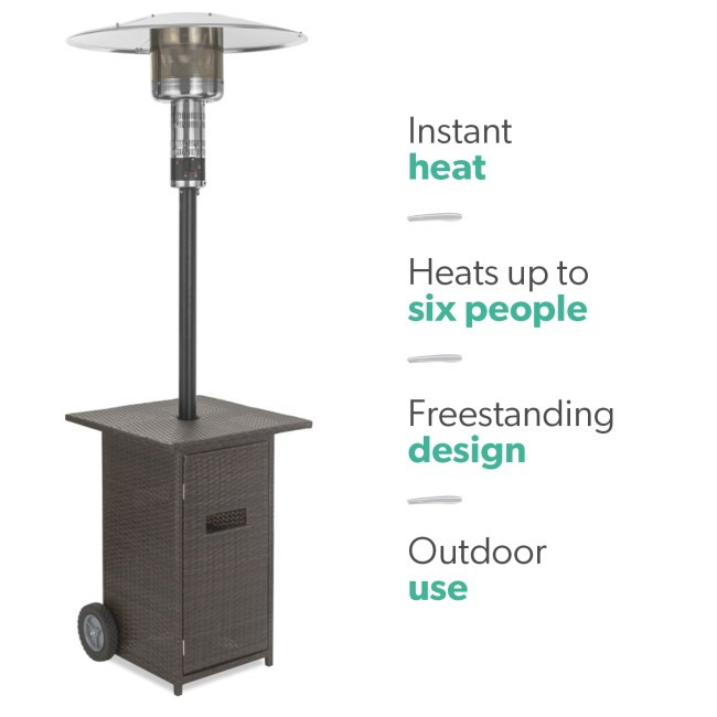 electriQ Mushroom Outdoor Gas Patio Heater - Brown Rattan