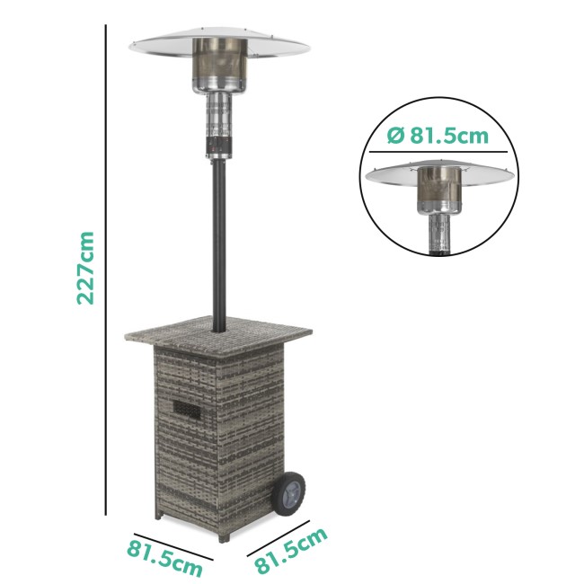 electriQ Mushroom Outdoor Gas Patio Heater - Grey Rattan