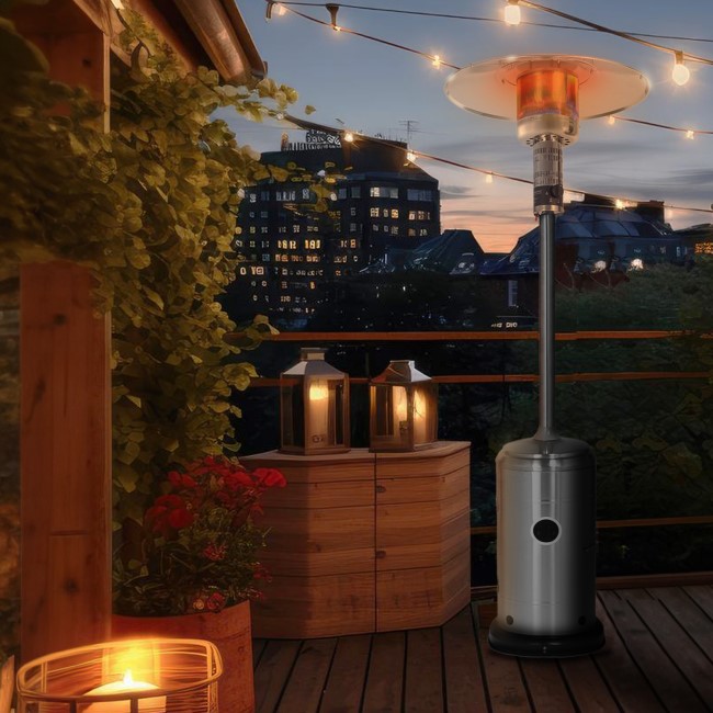 electriQ Mushroom Outdoor Gas Patio Heater - Silver