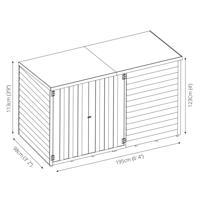 Wooden Bike Shed - 3 x 6ft - Mercia