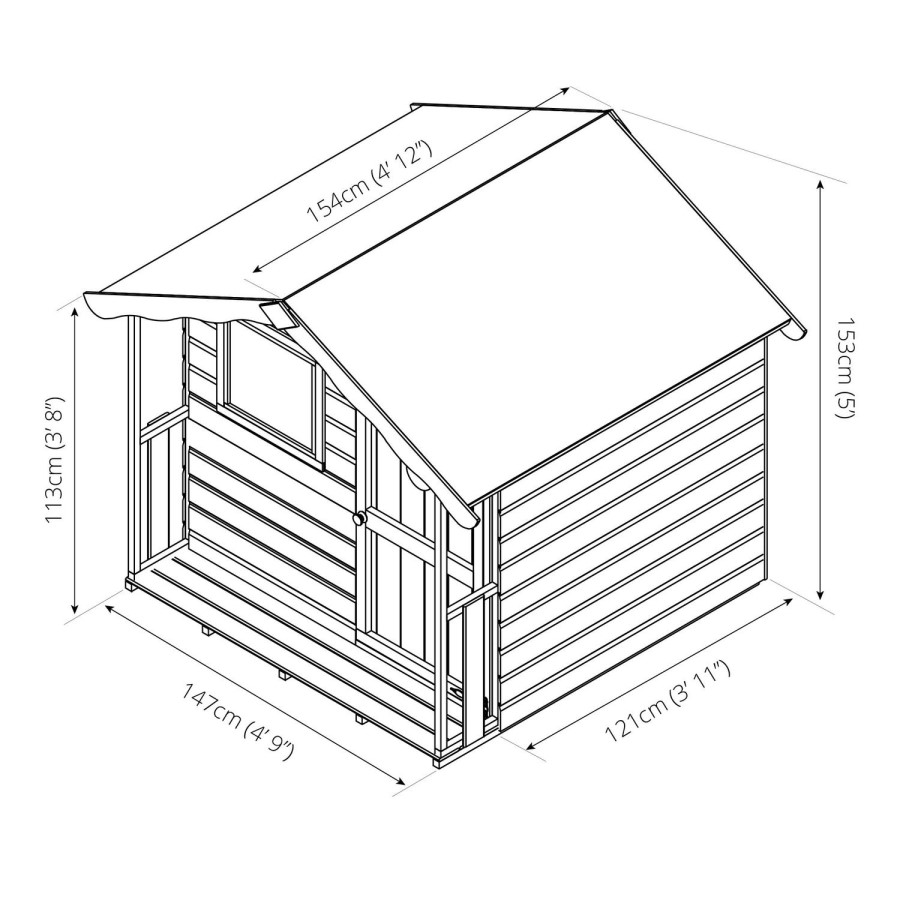 Small Kids Outdoor Playhouse - 150cm x 150cm - Mercia Tulip 
