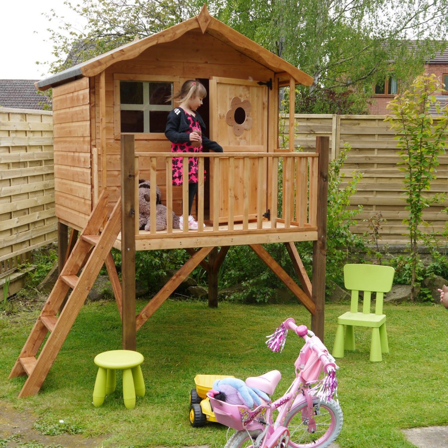 Small Kids Outdoor Tower Playhouse 5ft x 5ft - Tulip- Mercia 