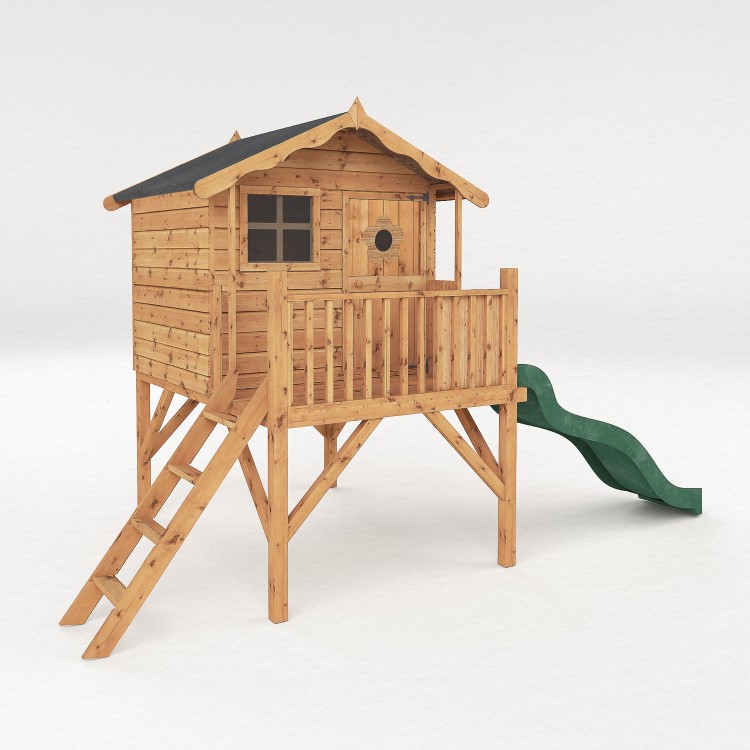 Mercia -  Small Kids Outdoor Tower Playhouse with Slide - Tulip