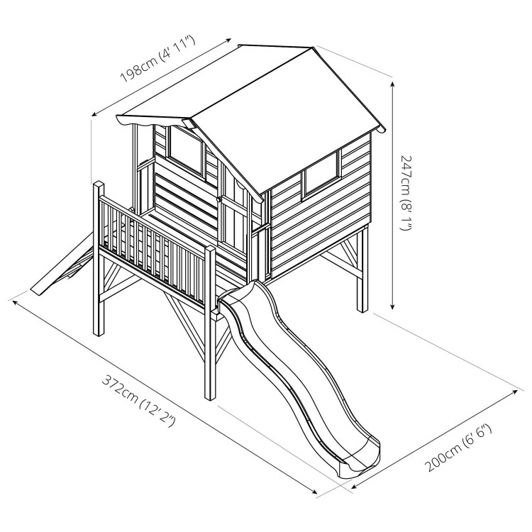 Mercia -  Small Kids Outdoor Tower Playhouse with Slide - Tulip