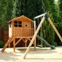Mercia Small Kids Tower Playhouse with Slide & Swing Set - Tulip
