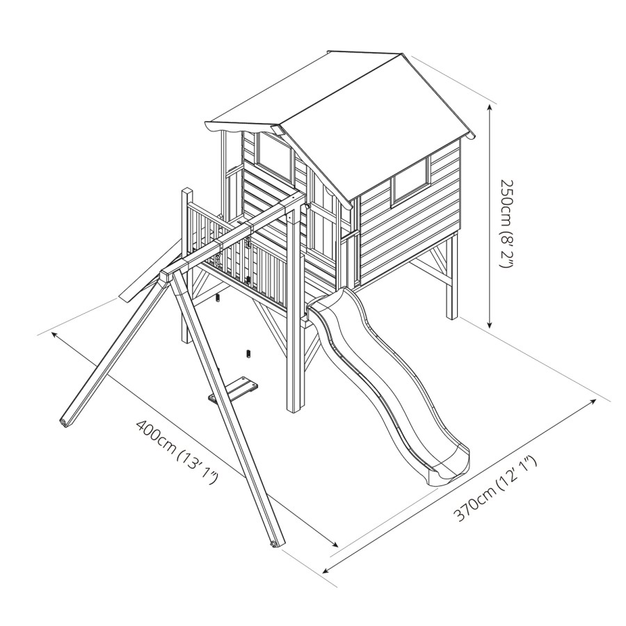 Mercia Small Kids Tower Playhouse with Slide & Swing Set - Tulip