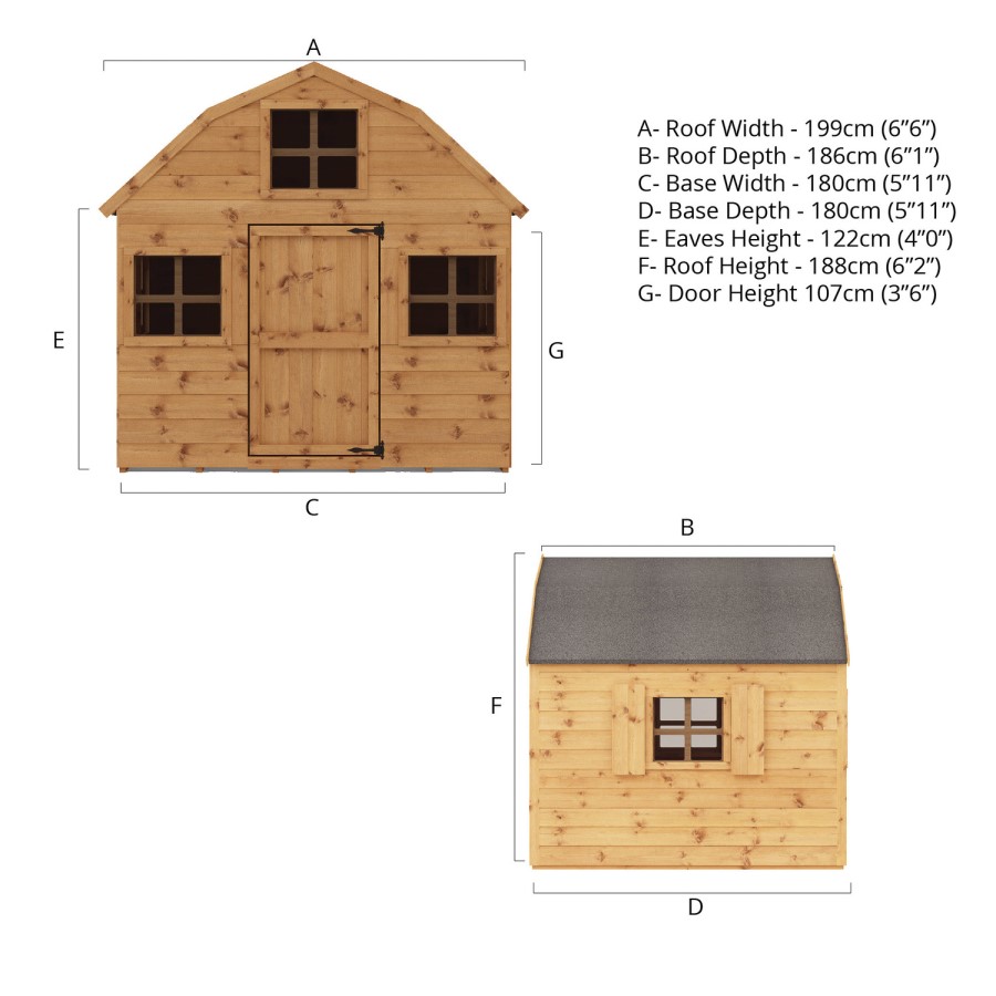 Mercia Outdoor Wooden Kids Playhouse with Windows 191cm x 199cm