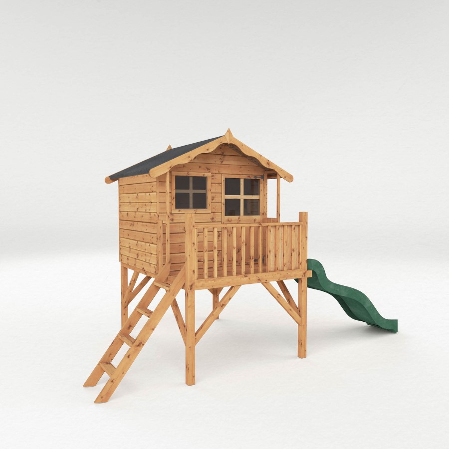 Mercia Wooden Tower Playhouse with Slide - Poppy