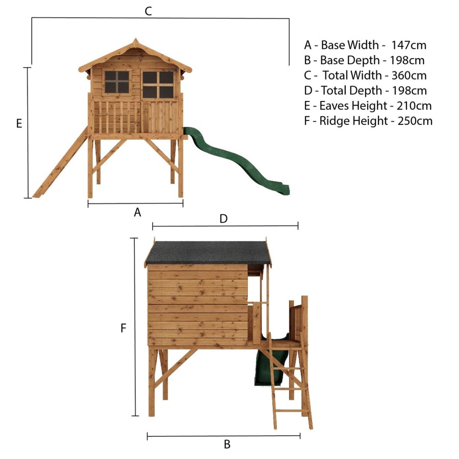 Mercia Wooden Tower Playhouse with Slide - Poppy
