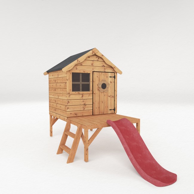 Mercia -  Small Wooden Tower Playhouse with Slide - Snug