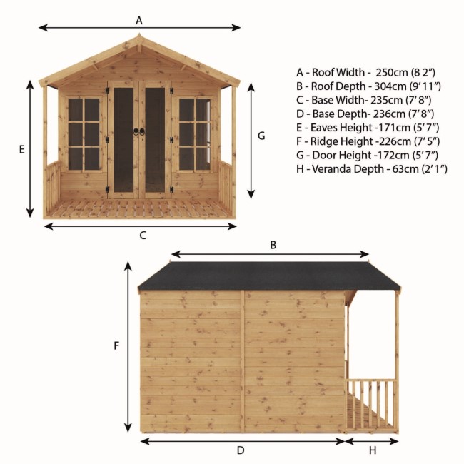 Mercia -  Premium Traditional Summerhouse with Veranda 10 x 8ft