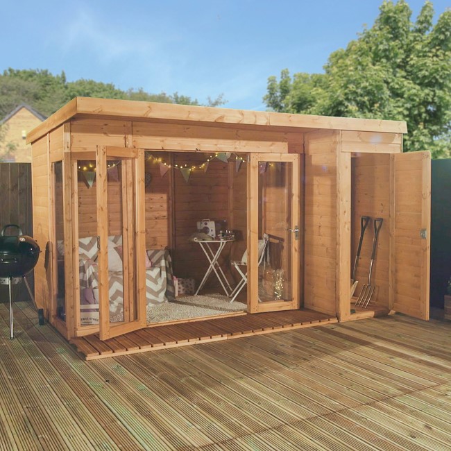 Mercia -  12 x 8ft Premium Garden Room Summerhouse With Side Shed