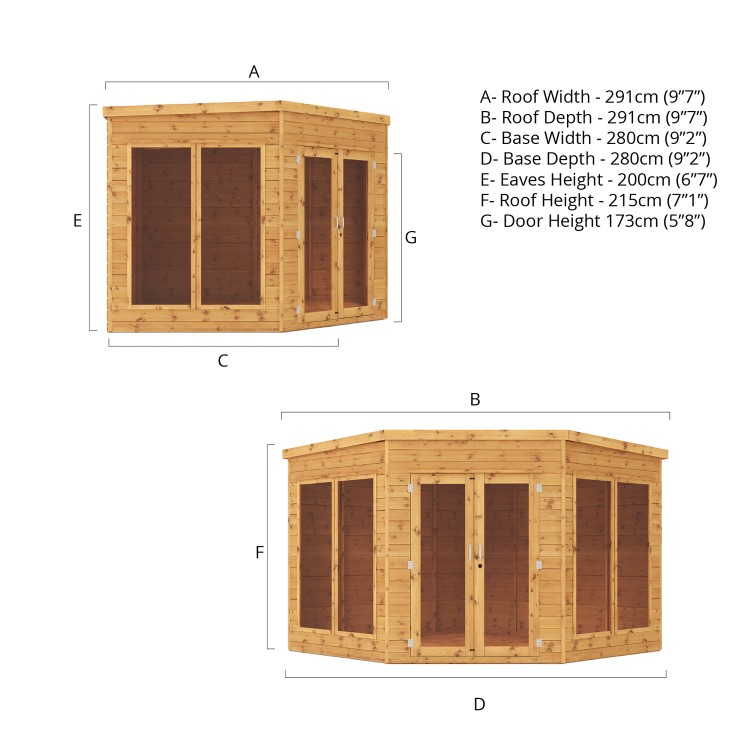 Mercia - 9 x 9ft Premium Corner Summerhouse