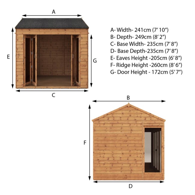 Mercia -  8 x 8ft Vermont Summerhouse with Bi-Fold Doors