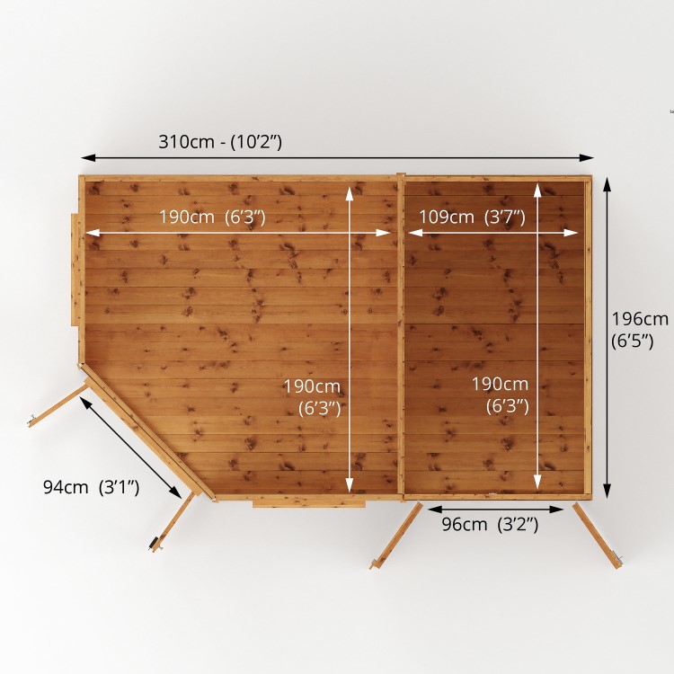 Mercia -  Corner Summerhouse With Side Shed 7 x 11ft