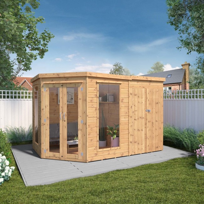 Mercia -  Corner Summerhouse With Side Shed 7 x 11ft