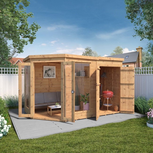 Mercia -  Corner Summerhouse With Side Shed 7 x 11ft