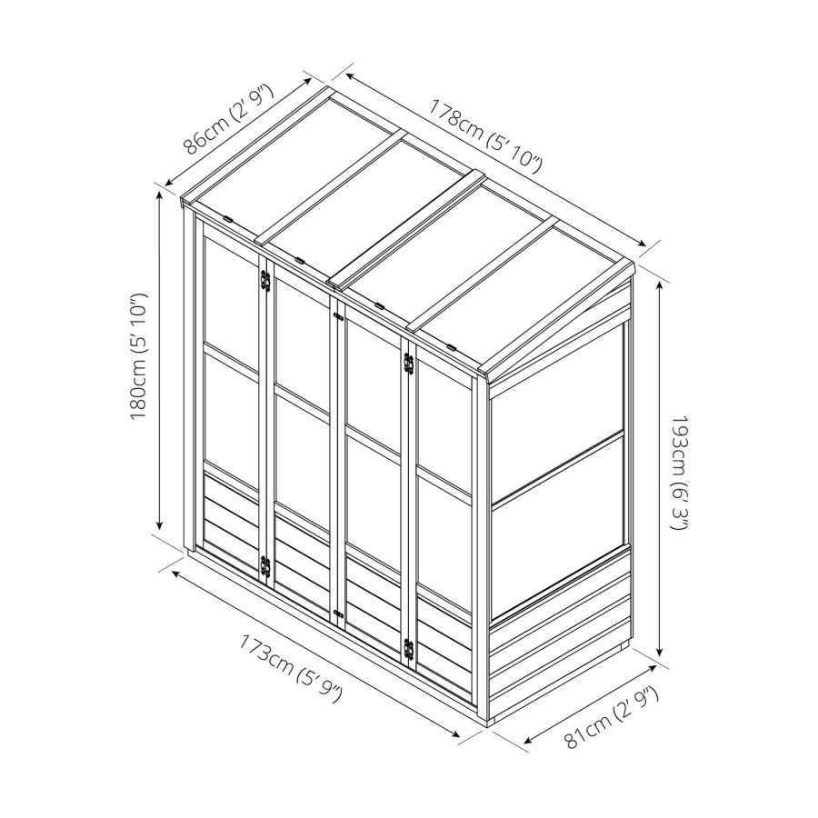 Mercia -  Traditional Tall Wall Greenhouse 6 x 3ft