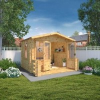 Mercia 3.3 x 3.4m Log Cabin with Veranda - 19mm Mercia 3.3 x 3.4m Log Cabin with Veranda - 19mm