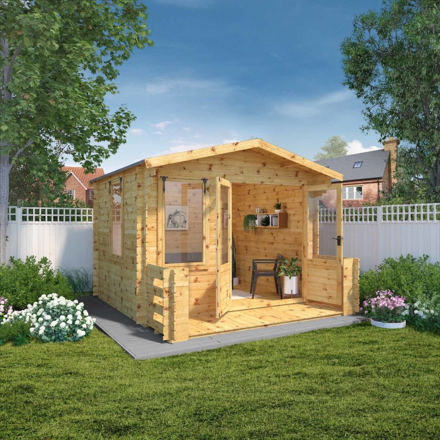 Mercia Traditional Log Cabin With Veranda 3.4 x 3.7m - 19mm
