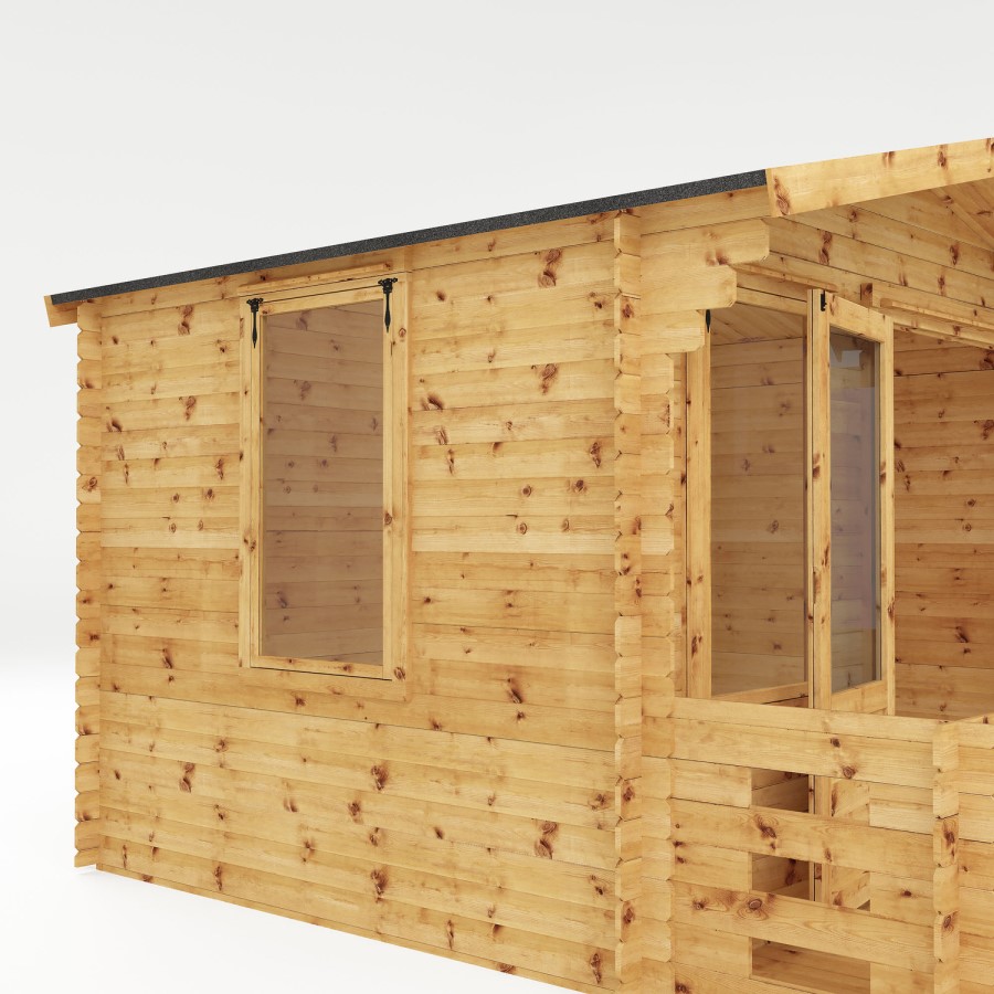 Mercia Traditional Log Cabin With Veranda 3.4 x 3.7m - 19mm