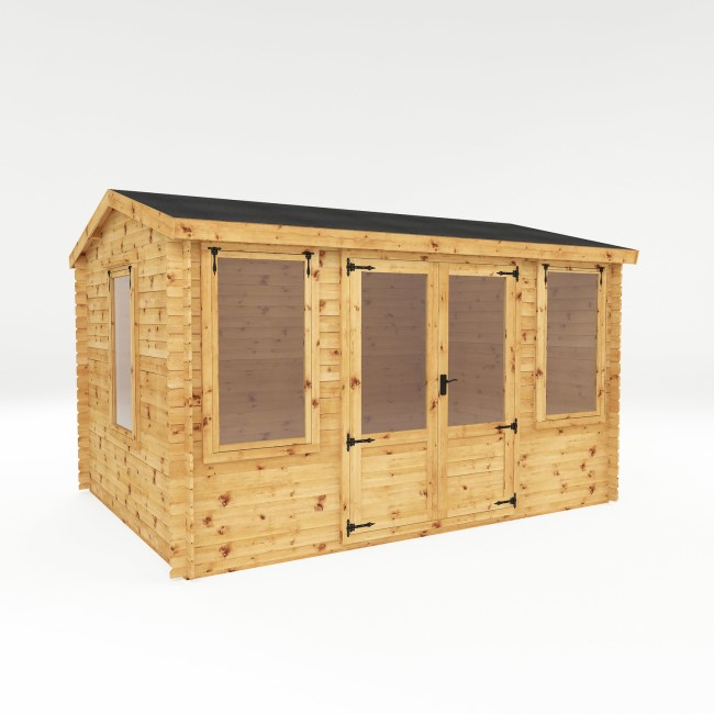 Mercia -  Traditional Reverse Apex Log Cabin With Veranda 4 x 3m - 19mm