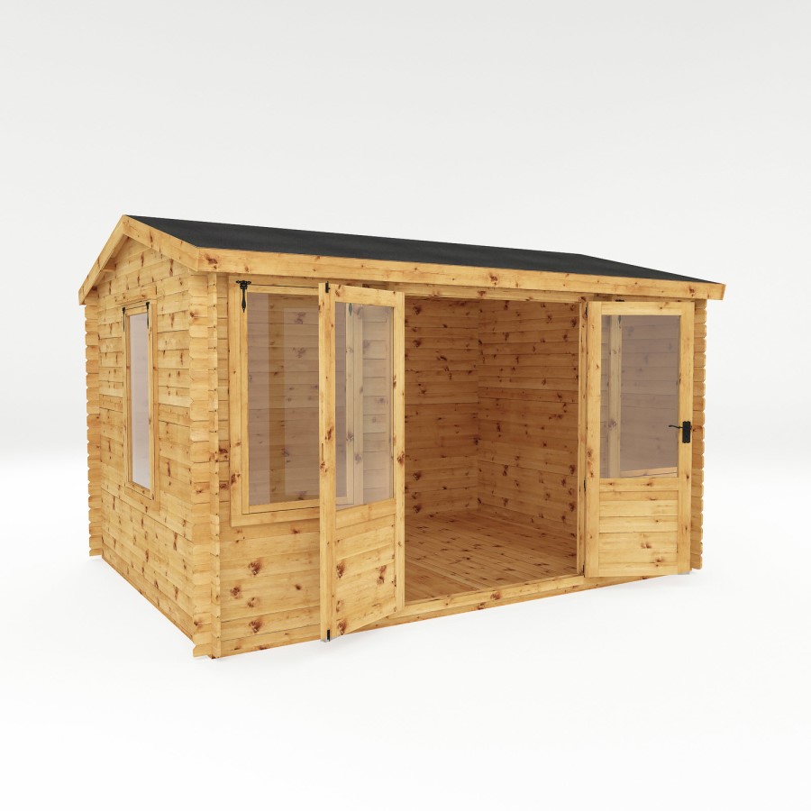 Mercia -  Traditional Reverse Apex Log Cabin With Veranda 4 x 3m - 19mm