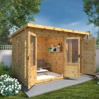 Mercia -  Pent Log Cabin With Side Shed 3.5 x 2.4m - 19mm