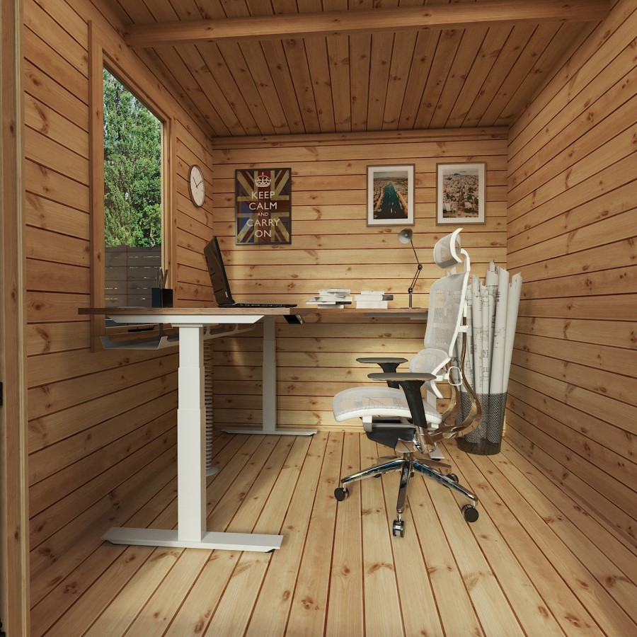 Mercia -  Pent Log Cabin With Side Shed 3.5 x 2.4m - 19mm