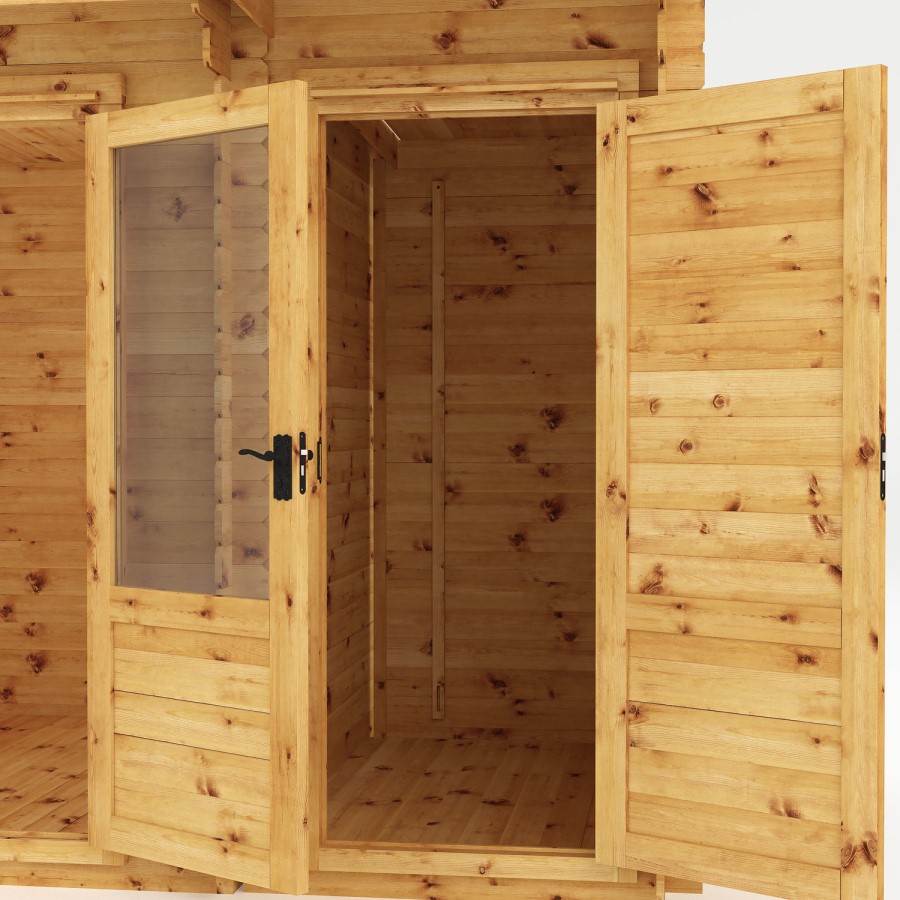 Mercia -  Pent Log Cabin With Side Shed 3.5 x 2.4m - 19mm