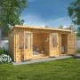 Mercia -  Pent Log Cabin With Side Shed 4.1 x 2.4m - 19mm