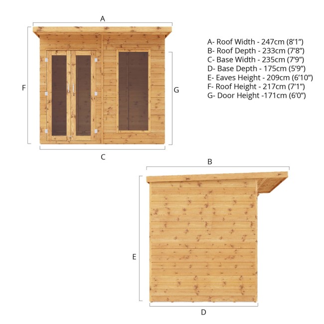 Mercia - 8 x 6 Maine Pent Summerhouse